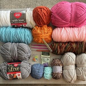 Yarn Lot Bundle + Crochet & Knitting Accessories
